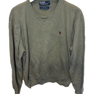 Polo Ralph Lauren Large Olive Green Sweater Crewneck 100% Cotton Classic